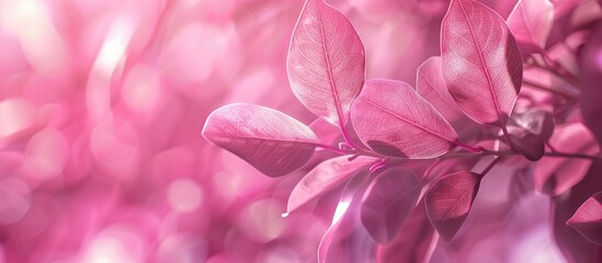 Aufkleber - Blurred pink leafs create an abstract natural background with copy space image
