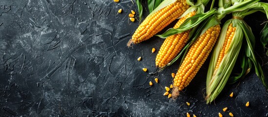 Aufkleber - Corn on a black surface with copy space image
