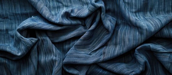 Poster - Denim jeans background with a blue color scheme showcasing a detailed texture of the denim fabric ideal for showcasing a copy space image