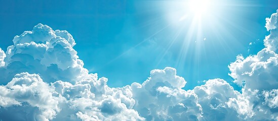 Aufkleber - Background with a clear blue sky and white clouds ideal for adding text or graphics in the copy space image