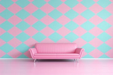 Poster - Checker board wallpaper architecture furniture room.