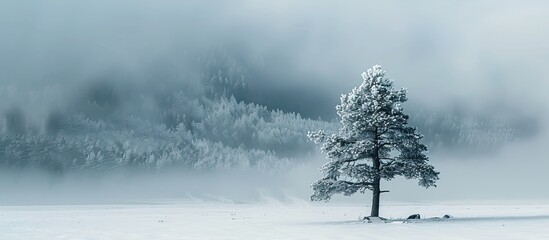 Aufkleber - The coldest season of the year known as winter where nature hibernates creates a serene backdrop for a copy space image