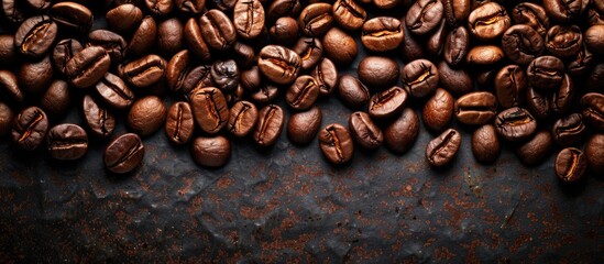 Sticker - Coffee beans that have been roasted to perfection ready for brewing with copy space image