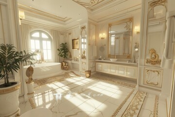 Poster - Luxurious Bathroom Interior Design with Gold Accents