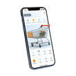 © ZeyBer - Smartphone displaying an online shopping app with a cart and products listed for purchase