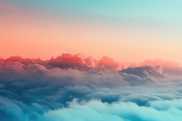 Wall Mural - Subtle gradients of cool tones, A colorful sunset with clouds in the sky, AI generated