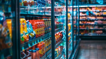 Wall Mural - Refrigerated section in a grocery store