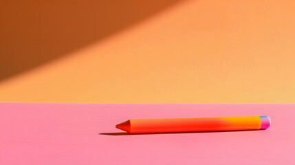 Poster - Orange Crayon on Pink and Orange Background.