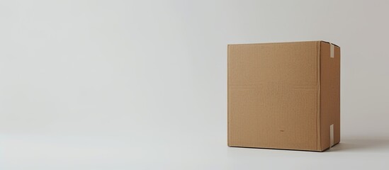 Poster - Brown cardboard box displayed on white background with copy space image available
