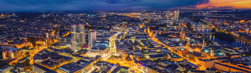 Wall Mural - Panoramic view on Frankfurt am Main at dusk, Germany