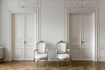 Wall Mural - Classic interior with armchairs and classic doors.