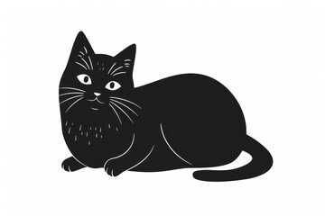 Canvas Print - Black cat animal mammal pet.