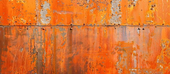 Leinwandbilder - An aged orange galvanized sheet featuring rust rough texture decay and a lovely pattern perfect for adding text or images with its empty copy space