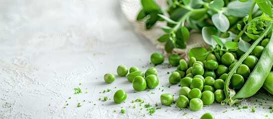 Aufkleber - Close up of fresh green peas on a white background with copy space image available