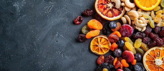 Wall Mural - Diverse dried fruits with available copy space image