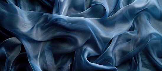 Aufkleber - Abstract blue silk chiffon fabric with an artistic denim silk taffeta color layout on a background template with copy space image