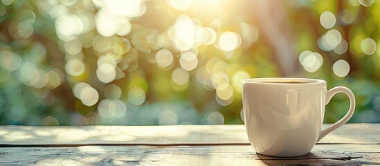 Aufkleber - Coffee cup on the tabletop with selective focus and a tinted background for a professional look perfect for a copy space image
