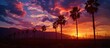 © baharohi - Palm Trees Silhouetted Against a Vibrant Sunset