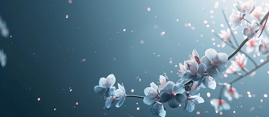 Aufkleber - Blue background with blooming spring twigs ideal for copy space image