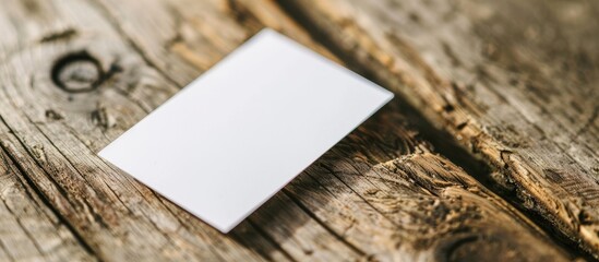Leinwandbilder - Close up shot of a white business card on a wooden surface with ample copy space suitable for various business purposes