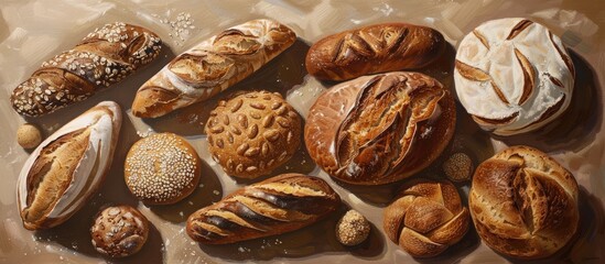 Wall Mural - Delicious bread suitable for a balanced diet Healthy and presented from above allowing for additional elements in the image