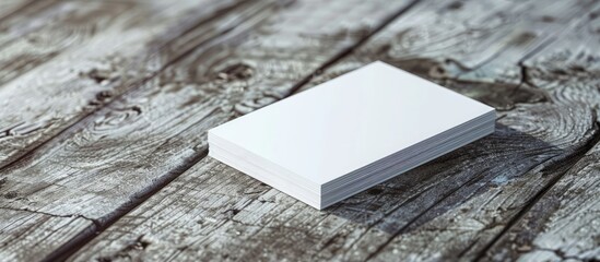 Canvas Print - Corporate identity business card presentation on a wooden backdrop with copy space image