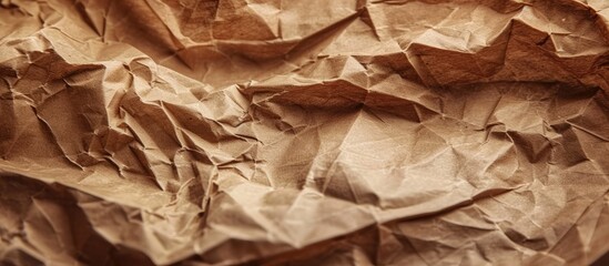 Poster - Close up macro photograph of crumpled brown craft paper texture Background with copy space image