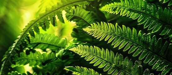 Poster - Close up of a stunning fern leaf texture in nature with a copy space image