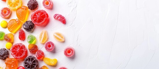 Aufkleber - Colorful assorted candies on a white background with copy space image