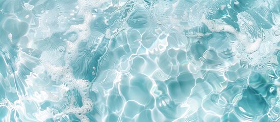 Leinwandbilder - Top view of a clear water surface creating a rippled effect against a light blue backdrop with a spacious area for adding images. Creative banner. Copyspace image