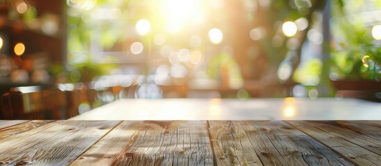Aufkleber - Blurry restaurant in the background of a table top with copy space image