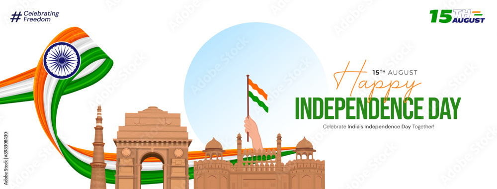15th August Indian Independence Day 78th Celebration Stock Vector ...