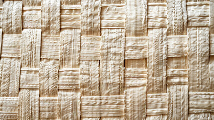 Wall Mural - Beige background with woven pattern of cotton fabric texture