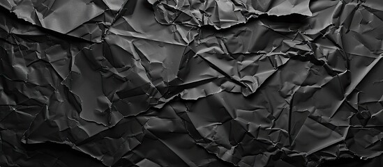 Fototapete - A crumpled black paper background offering texture and copy space image