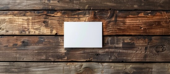 Fototapete - Corporate identity business card presentation on a wooden backdrop with copy space image