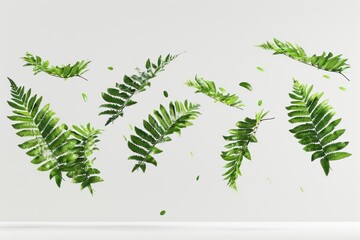 Wall Mural - Floating green fern leaves