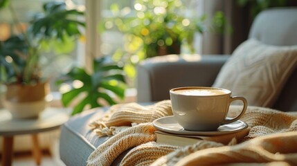 Wall Mural - Coffee Cup on White Couch