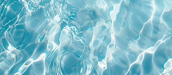 Leinwandbilder - Top view of a clear water surface creating a rippled effect against a light blue backdrop with a spacious area for adding images. Creative banner. Copyspace image