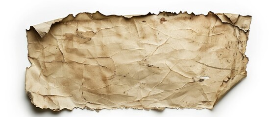 Poster - An aged paper with torn edges positioned on a white background with available copy space image