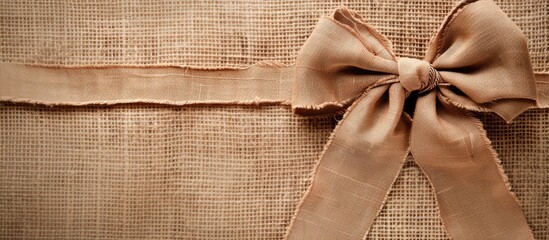 Poster - Close up of a bow tied on brown recycled paper with copy space image