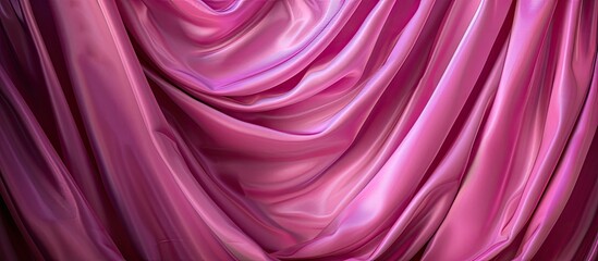 Aufkleber - Bright pink curtain fabric draped with elegant folds creating a vibrant copy space image