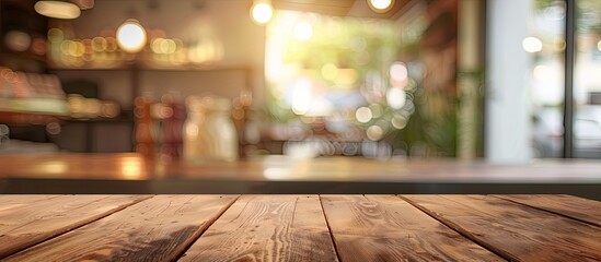 Aufkleber - Blurry restaurant background behind a table with copy space image