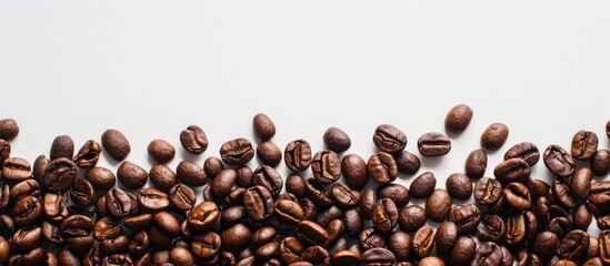 Leinwandbilder - Brown roasted coffee beans can serve as a picturesque backdrop for a copy space image