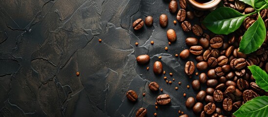 Leinwandbilder - Coffee beans that have been roasted to perfection shown in a charming copy space image