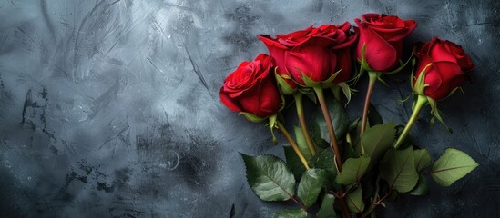 Wall Mural - A bunch of red roses with copy space image available