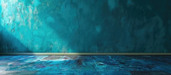 Aufkleber - Blue green floor and wall with copy space image
