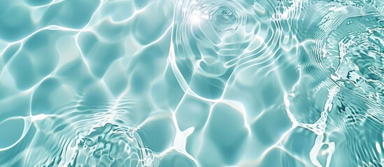 Leinwandbilder - Top view of a clear water surface creating a rippled effect against a light blue backdrop with a spacious area for adding images. Creative banner. Copyspace image