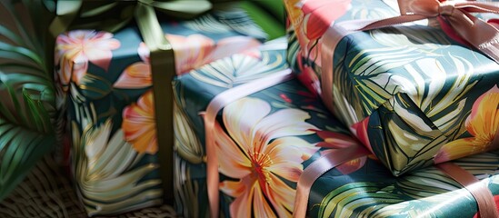 Fototapete - Close up of wrapping paper for gift wrapping with copy space image