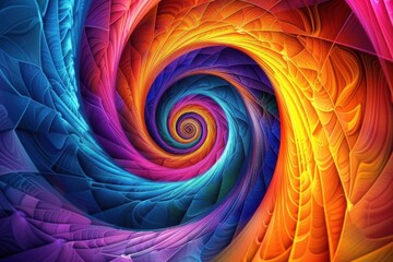 Wall Mural - mesmerizing fractal patterns in vivid colors spiral outwards creating an illusion of depth and movem