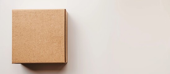 Poster - A brown box for shipping isolated on a white background with empty space for adding text or images ideal for miscellaneous purposes such as product photography. Creative banner. Copyspace image